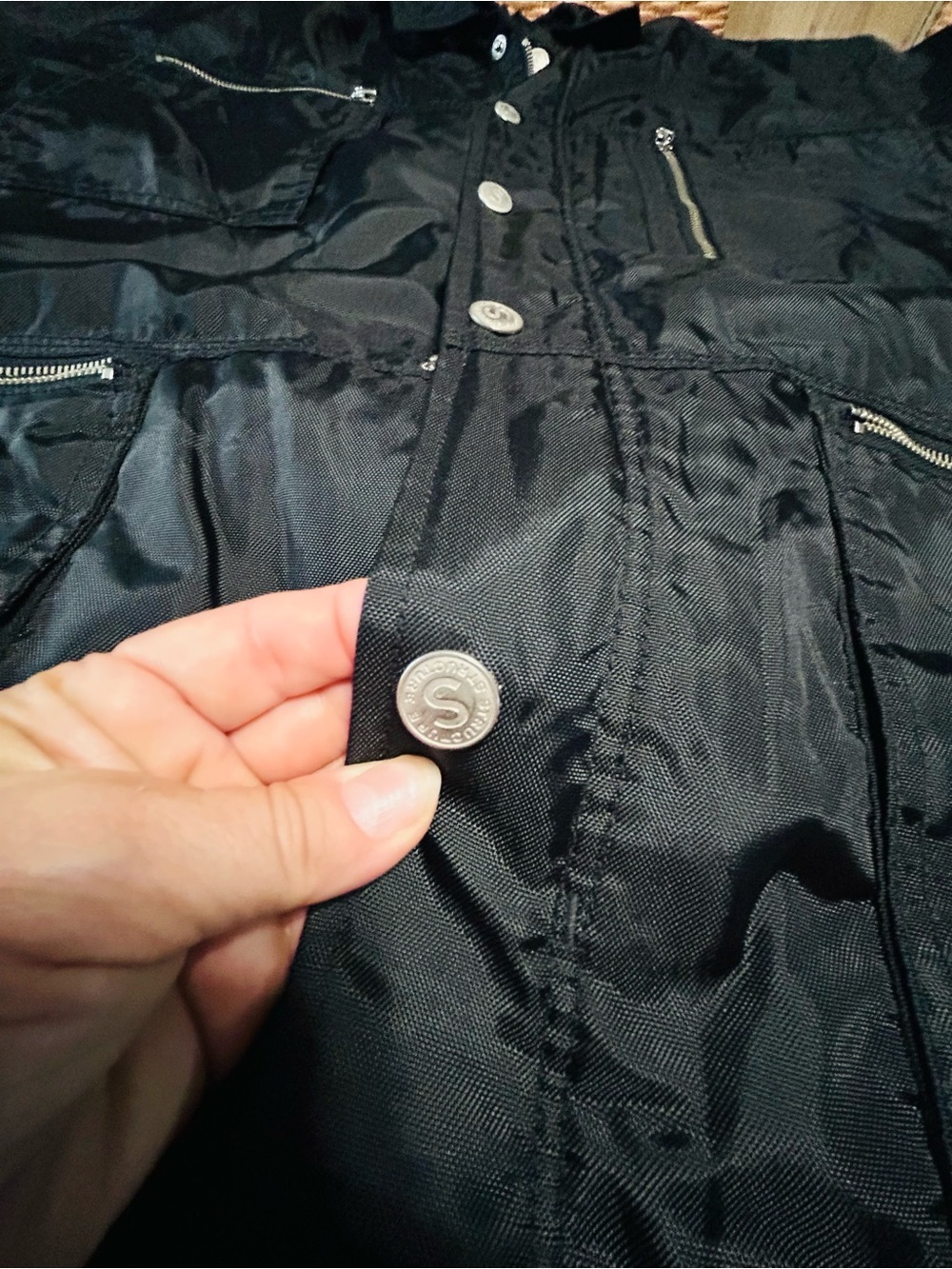 Vintage Structure Black Men's Military Field Jacket with Multiple Zipper Pockets - Picture 4 of 12